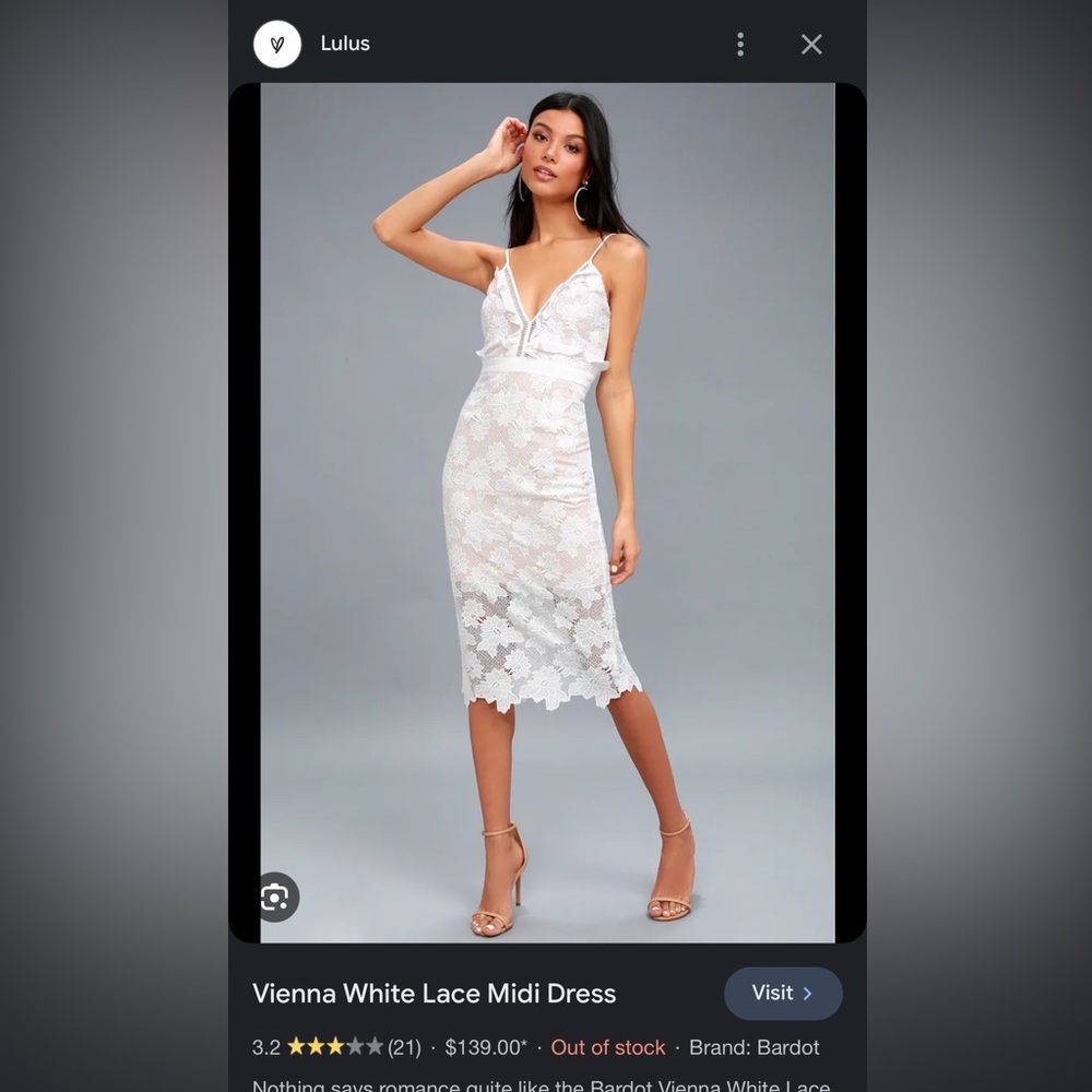 Bardot Vienna White Lace Midi Dress